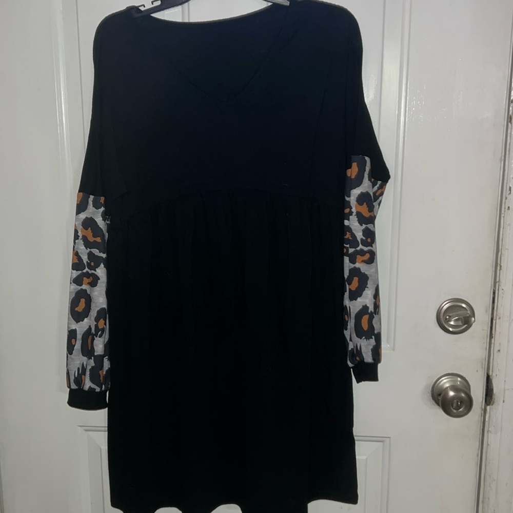 Black and animal print soft dress